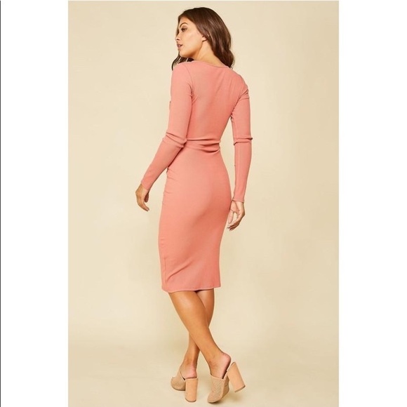 Black Tie Waist Knit Wrap Dress - Picture 2 of 7